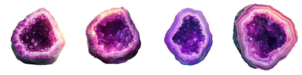 Obraz premium Mesmerizing Amethyst Geode Crystals in Vibrant Purple and Pink Tones Natural Geological Formation Luxury Mineral Specimen Sparkling Gemstone Texture