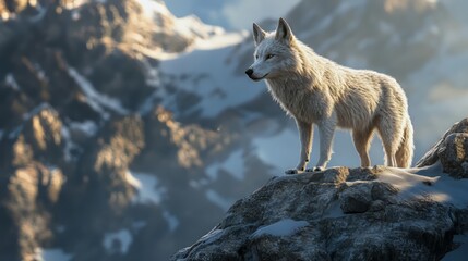 Wolf on the mountain wallpaper. wolf wallpaper. Ultra realistic. Photorealistic hypermaximalist hyper realistic fine detail