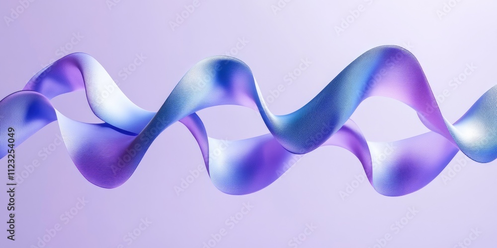 Poster a flowing ribbon in soft purple and blue hues, creating a dynamic and elegant visual effect.