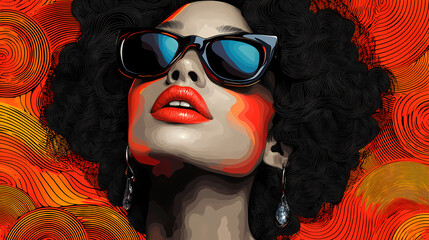 Minimalist poster depicting brightly colored fashion clothes worn by woman resembling the silhouette of sound waves, in the style of black and white op-art.