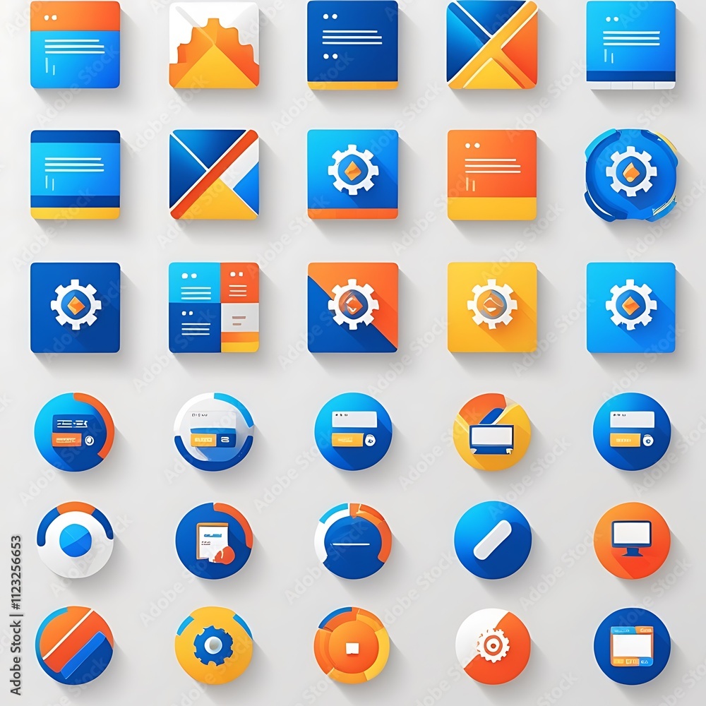 Poster colorful app icons displaying diverse business functions