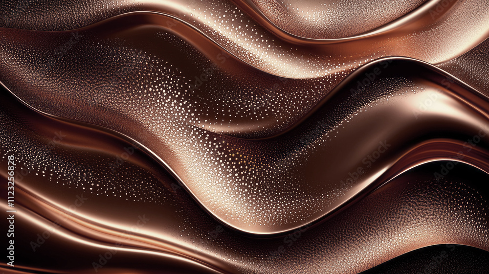 Poster waves of mocha hues flow gracefully, reflecting light and texture, evoking a sense of warmth and sop