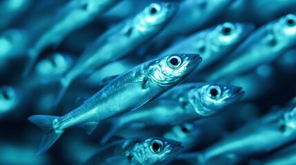 Fototapeta premium School of Fish Swimming in Blue Ocean