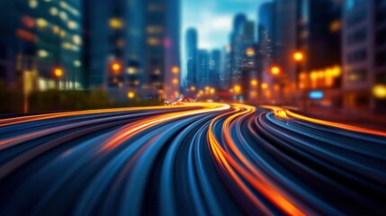 Obraz premium Dynamic Light Trails in Modern City at Night