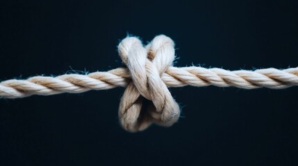 Close-Up of Rope Knot Tied Firmly on Dark Background