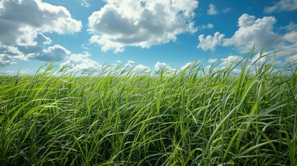 Obraz premium A fragrant field of lemongrass sways in the breeze on a warm summer day