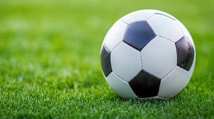Fototapeta premium Close-Up of Soccer Ball on Green Grass Background