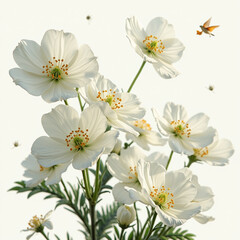 Fototapeta premium flying white flowers isolated on transparent background cutout