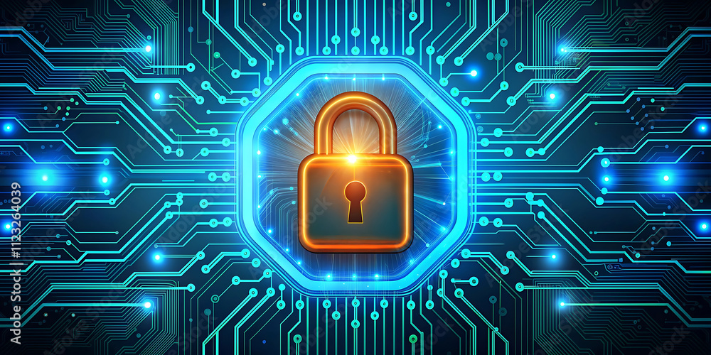 Poster abstract secure technology background with circuit