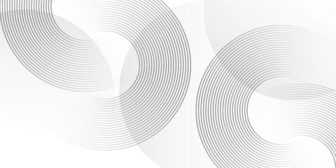 Abstract white glowing geometric lines on gray background. Modern shiny blue circle lines pattern. Futuristic technology concept. Suit for cover, poster, banner, brochure, header, website vector
