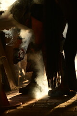 Der Hufschmied bei der Arbeit. Beschlag von Pferden in einzelnen Schritten