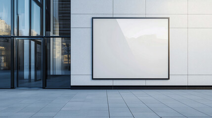 Minimalistic advertisement sign with a smooth, polished border on a clean white background