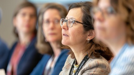 Obraz premium A group of colleagues reflecting on resolved conflicts, with a focus on the lesson-learned document and contemplative expressions, emphasizing the importance of learning from past experiences