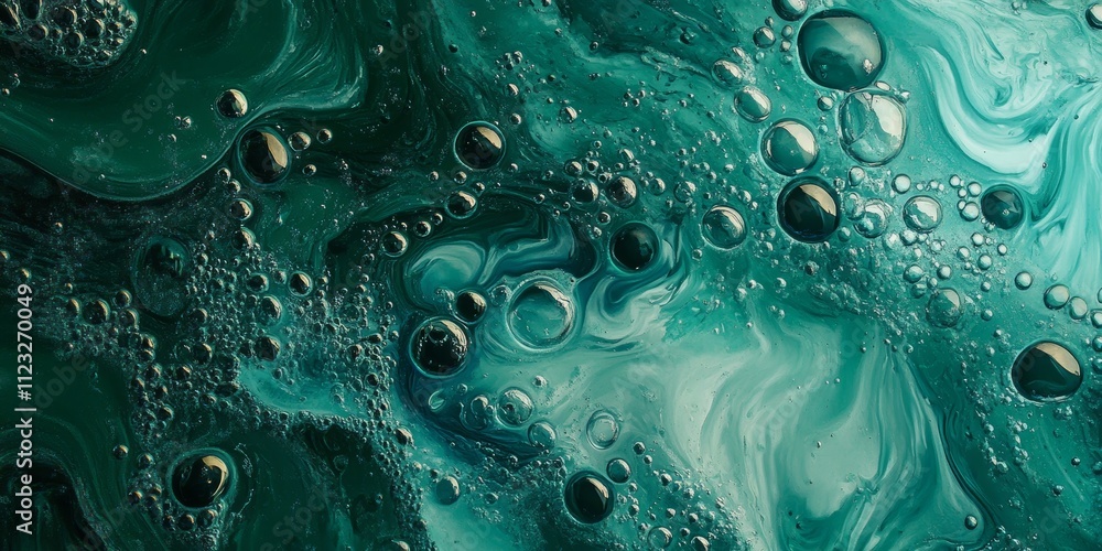 Poster emerald water bubble background for augmented reality generative ai