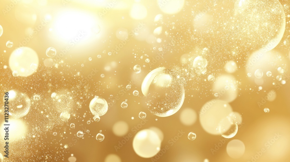 Poster golden water bubble background for augmented reality generative ai