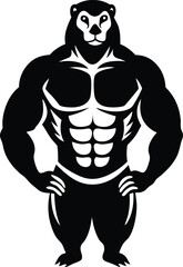 body builder marmot vector art illustration