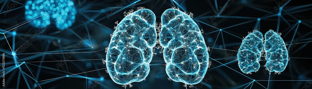 Aufkleber a mobile with lungs analysis application, ai-powered mobile app analyzing lung diagnostics digital e