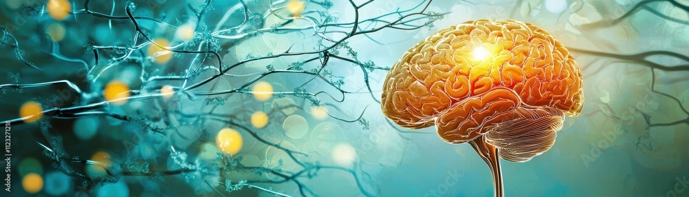 Poster ai mobile app interface enhancing brain functionality in nature's serenity for innovative technology