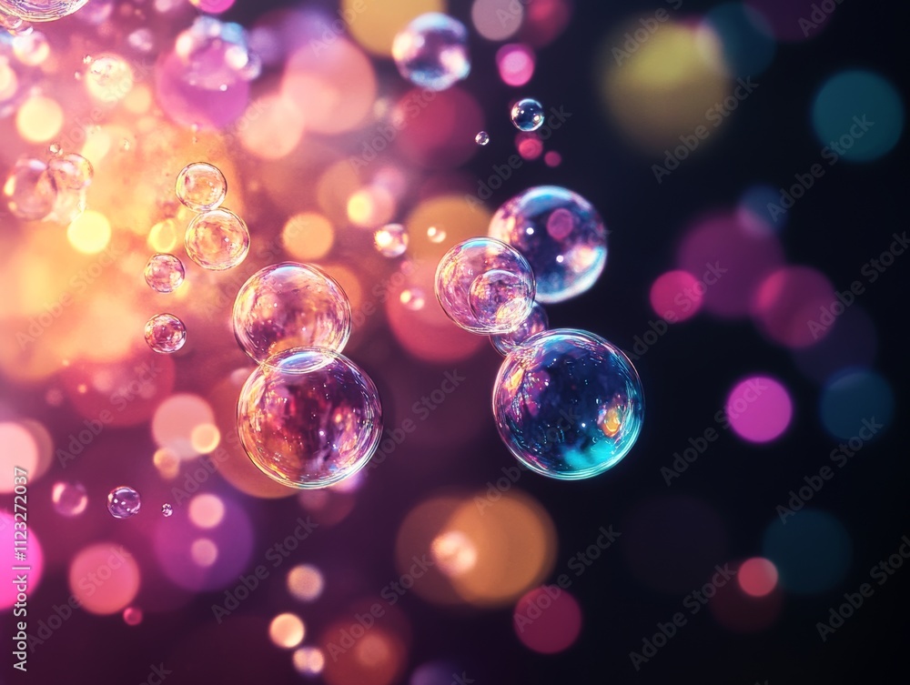 Poster multicolor water bubble background for augmented reality generative ai