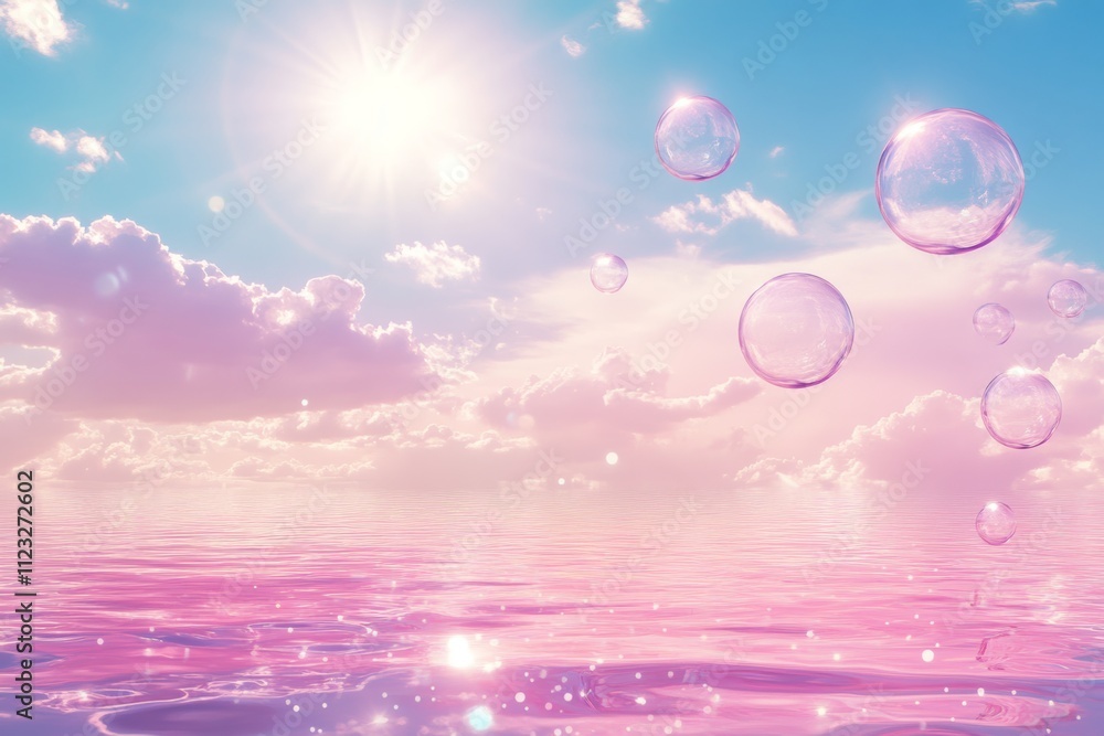 Poster pink water bubble background for augmented reality generative ai