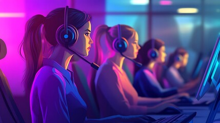 Modern Call Centers Driving Customer Retention Through Vibrant Team Collaboration Techniques Photo