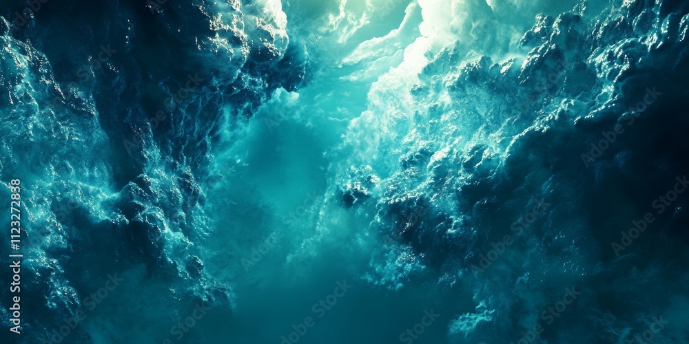 Poster turquoise water bubble background for augmented reality visuals generative ai