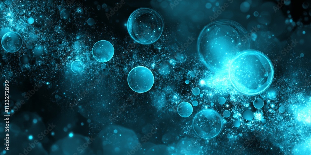 Poster turquoise water bubble background for augmented reality visuals generative ai