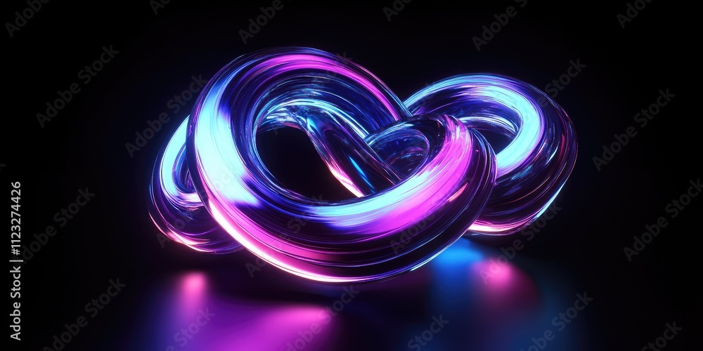 Aufkleber a vibrant, abstract 3d rendering of intertwined shapes with glowing effects.