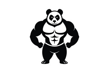body builder panda art vector art illustration 