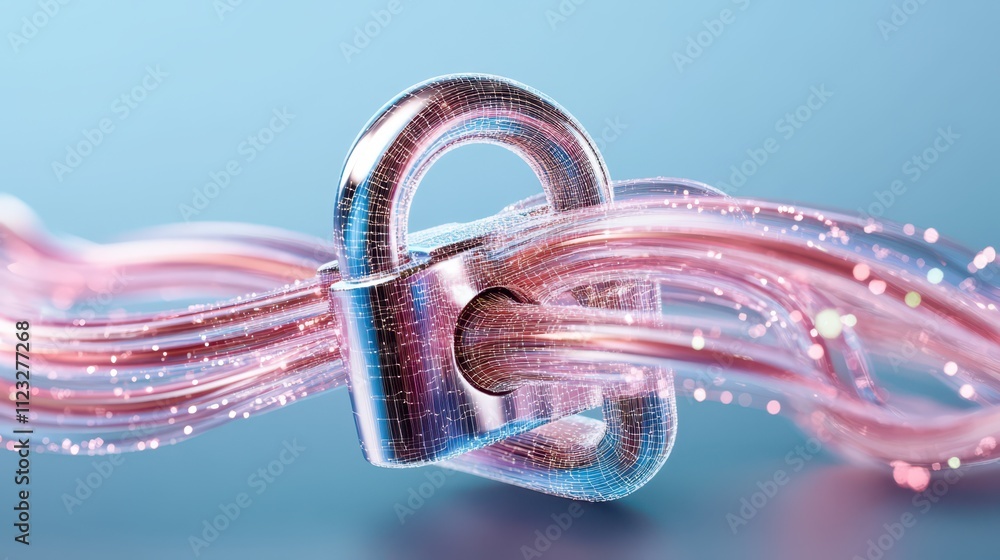 Poster a digital lock symbolizing cyber security and data protection in an innovative technology design