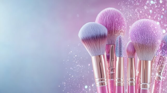 Elegant makeup brushes set against a bright, artistic background highlighting beauty tools