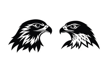 Fototapeta premium Red-tailed Hawk head silhouette vector art
