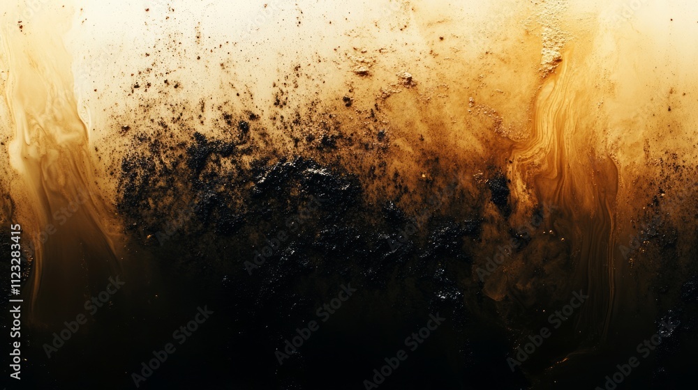 Aufkleber splash coffee. an abstract image showcasing a blend of dark and warm tones, featuring textures that 