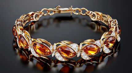 stunning bracelet featuring alternating citrine and diamond stones, showcasing elegance and