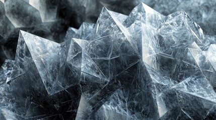Ice formations arranged to resemble geometric fractals, with repeating patterns and sharp crystalline structures creating depth