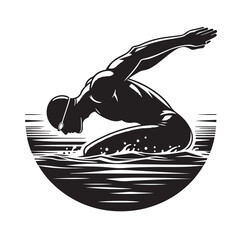 swimmer Silhouette Vector Illustration