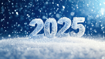 frosty 2025 text with snowy atmosphere and festive vibe