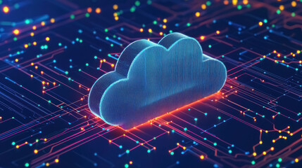  futuristic cloud technology with glowing data connections
