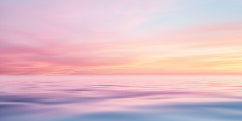 Obraz premium Beautiful Pastel Sunset Over Calm Ocean With Gentle Horizon, summer concept, copy space
