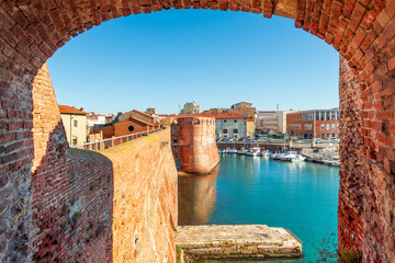 Livorno, Italy at fortezza Vecchia Old Fortress.