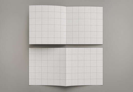Square Bifold Open Brochure Inside and Outside Mockup