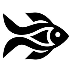 Obraz premium Fish silhouette, Black and white fish vector on white background.