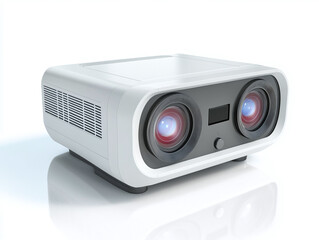 Modern classroom projector with a compact design isolated on white background