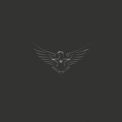 Fototapeta premium Silver Eagle with Star Emblem Logo Badge Design