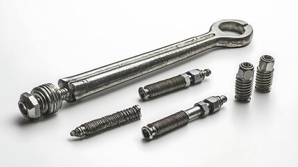 Fototapeta premium A set of nuts and bolts are shown in various sizes and shapes