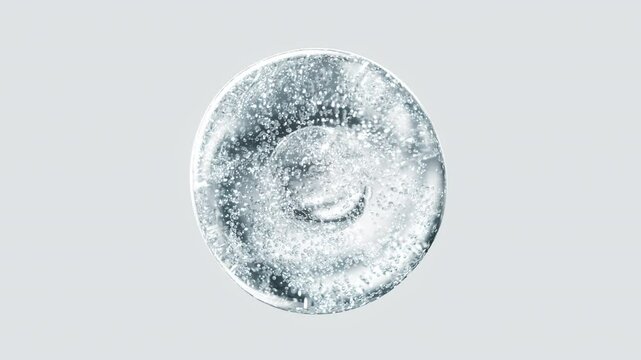 Clear cosmetic serum with liquid bubbles in a 3D abstract background. Hydrating essence gel enriched with collagen molecules. Moisturizing cream or oil for advanced skincare, beauty, and skin health.