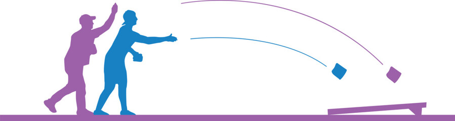 Cornhole Players Playing Together Vector Illustration