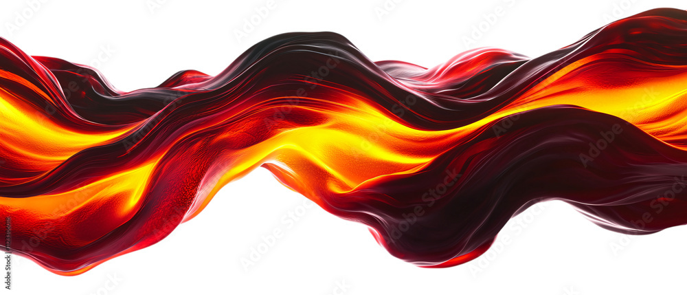 Poster vibrant flow of molten lava with dynamic waves of red and orange hues, creating mesmerizing visual effect