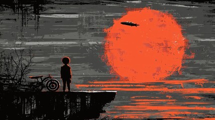 Solitary Sunset: A Child's Contemplation
