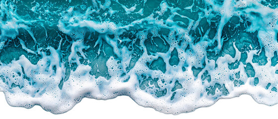 Naklejka premium Turquoise ocean waves crashing with white foam create vibrant seascape